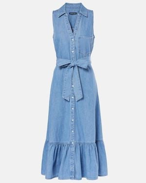 Veronica Beard Edwina Belted Denim Midi Dress - Blue