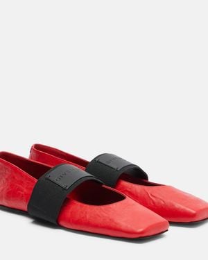 Givenchy Sliced Square Leather Ballet Flats - Red