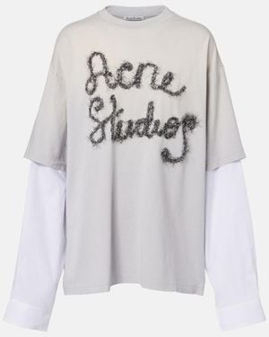 Acne Studios Edra Layered Cotton T-Shirt - Gray