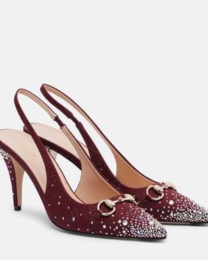 Gucci Slingback Pump With Crystal Horsebit, .5 Uk - Brown