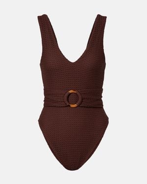 Montce Kim Belted Crochet Swimsuit - Brown