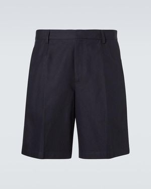 ZEGNA Cotton And Linen Bermuda Shorts - Blue