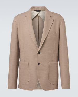 Brioni Wool And Silk Blazer - Natural