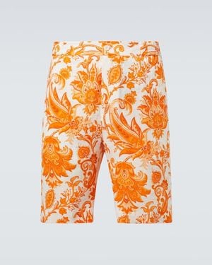 Etro Paisley Linen Bermuda Shorts - Orange