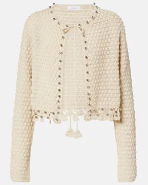 Rabanne Verzierter Cardigan Aus Haekelstrick - Natur