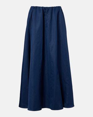 Brunello Cucinelli Falda Midi En Mezcla De Algodon - Azul