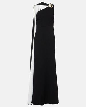 Roland Mouret Asymmetric Caped Cady Gown - Black