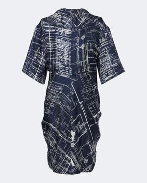 Bottega Veneta Printed Silk Twill Midi Dress - Blue