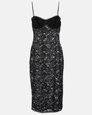 Oséree O-Lover Floral Lace Midi Dress - Black