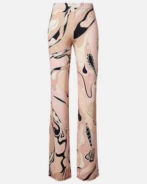 PUCCI Orchidee Jersey Wide-Leg Trousers - Natural