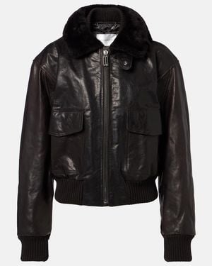Victoria Beckham Shearling-Trimmed Leather Jacket - Black