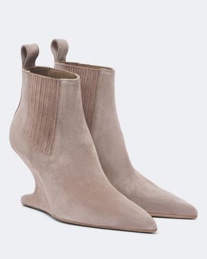 Rick Owens Cantilever Suede Ankle Boots - Gray