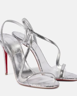Christian Louboutin Rosalie 100 Mirrored Leather Sandals - White