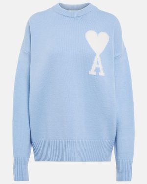 Ami Paris Pullover Ami de Cour aus Schurwolle - Blau