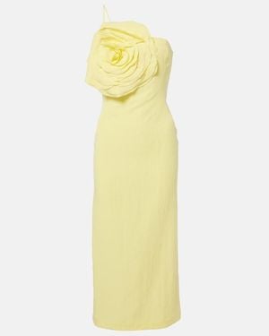 Blumarine Floral Embroidered Midi Dress - Yellow