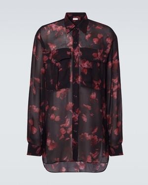 Dries Van Noten Sheer Floral Shirt - Purple