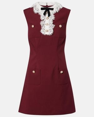 Self-Portrait Minikleid Aus Crepe Mit Spitze - Rot