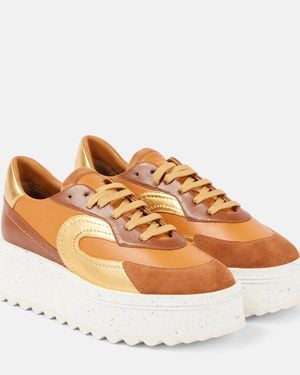 Robert Clergerie Awake Leather Platform Trainers - Brown