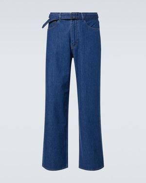 AURALEE Belted Straight Jeans - Blue