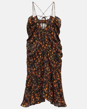 Isabel Marant Presly Floral Silk-blend Minidress - Brown