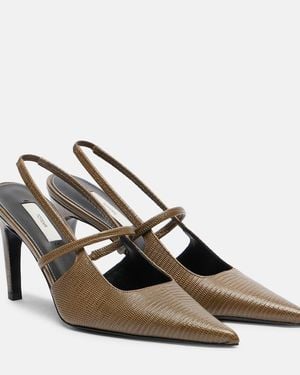 TOTEME 85 Lizard-Effect Leather Slingback Pumps - Brown