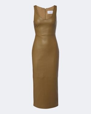 Alex Perry Midikleid Aus Leder - Natur