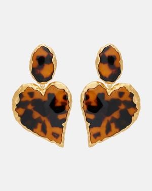 Oscar de la Renta Heart Embellished Clip-On Earrings - Orange