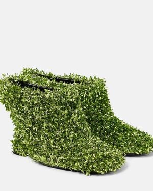 Dries Van Noten 105 Glitter Metallic Wedge Mules - Green