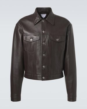 Bottega Veneta Intrecciato Leather Jacket - Black
