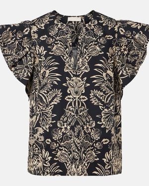 Ulla Johnson Severine Printed Cotton Poplin Top - Black