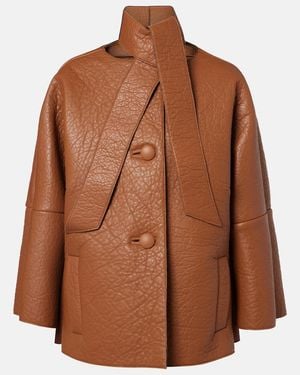 Prada Scarf-Detail Leather Jacket - Brown