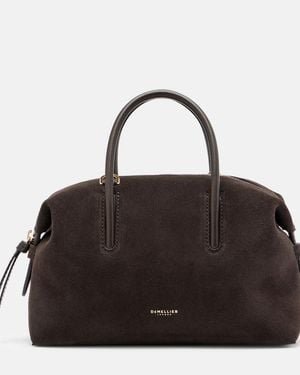 DeMellier Stockholm Small Suede Top-Handle Bag - Black