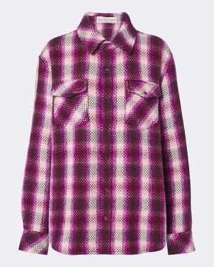 God's True Cashmere Frontier Plaid Cashmere Shirt With Amethysts - Purple