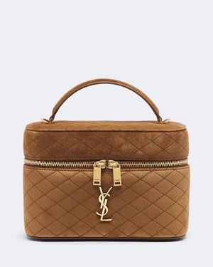 Saint Laurent Sac Vanity Gaby Large En Daim - Marron
