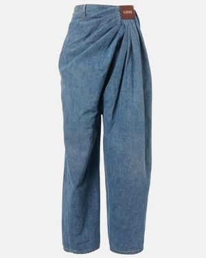 Loewe Draped Wide-Leg Jeans - Blue