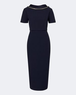 Roland Mouret Verziertes Midikleid Aus Crepe - Blau