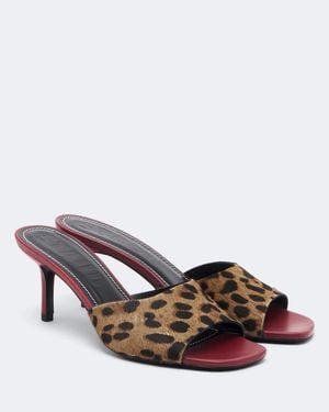 STAUD Bea Leopard-Print Calf Hair Mules - Brown