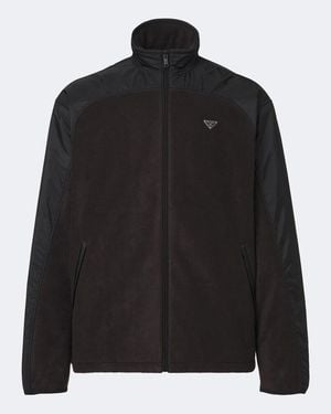 Prada Re-Nylon And Fleece Track Jacket - Black