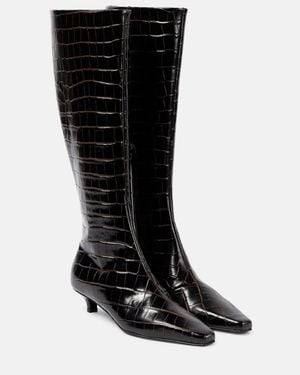 TOTEME Leather Knee-High Boots - Black