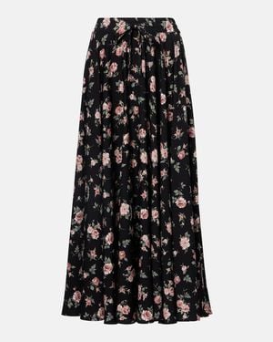 Dolce & Gabbana Floral Silk-Blend Charmeuse Maxi Skirt - Black