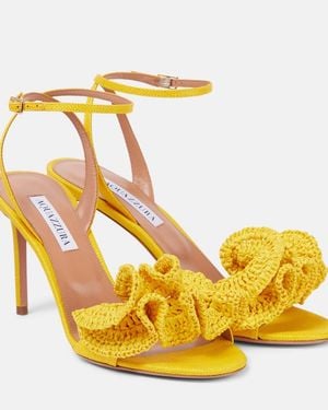Aquazzura Sandalias Noches Tropicales 85 De Rafia - Amarillo
