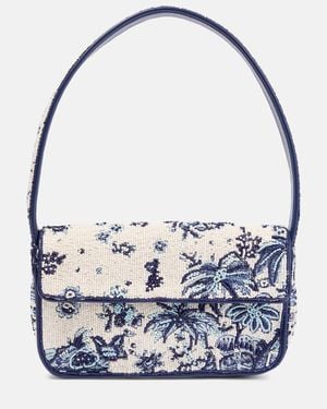 STAUD Tommy Beaded Shoulder Bag - Blue