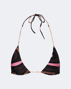 PUCCI Marmo Chain-Detail Bikini Top - White