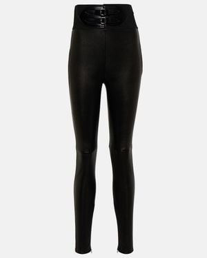 Alaïa Alaia Belted High-rise Leather leggings - Black