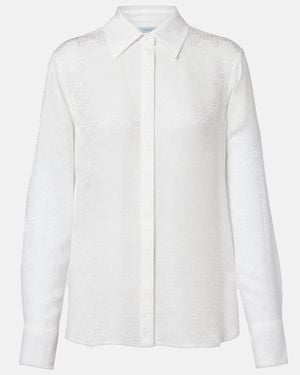 Ferragamo Gancini Silk Crepe Shirt - White