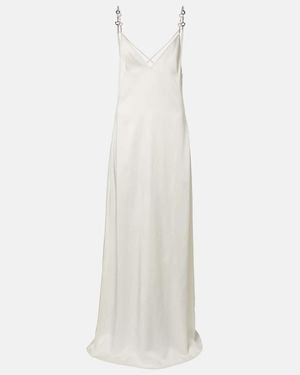 Gucci Horsebit Embellished Satin Slip Dress - White