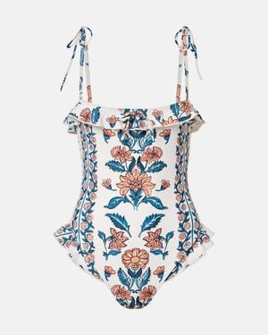Montce Jacelyn Floral Ruffled Swimsuit - Blue