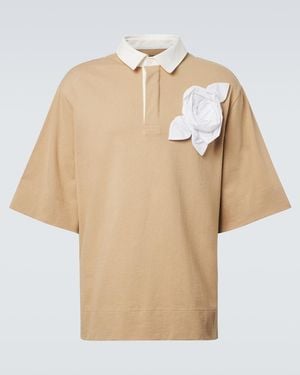 Simone Rocha Polo De Jersey De Algodon Con Aplique Floral - Neutro