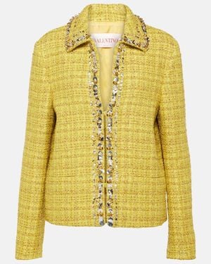 Valentino Embellished Tweed Jacket - Yellow
