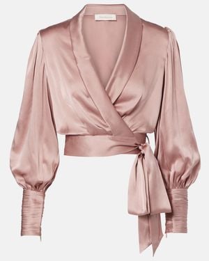Zimmermann Silk Wrap Top - Pink